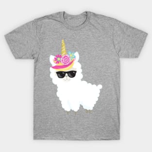 Unicorn Llama, Little Llama, Llama With Sunglasses T-Shirt